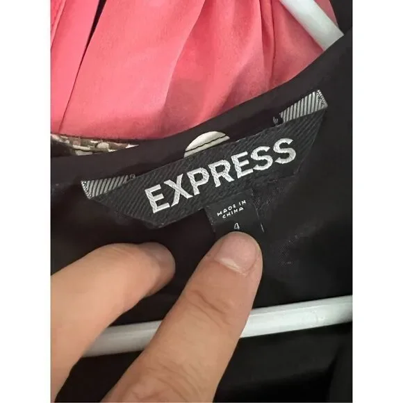 Express black and beige polka dotted dress 4 - Picture 3 of 6